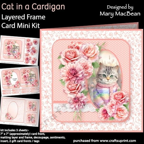 Cat in a Cardigan - Layered Frame Card Mini Kit