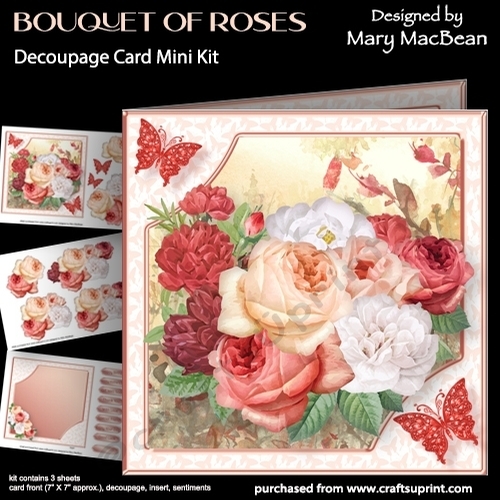 Bouquet of Roses - Decoupage Card Mini Kit