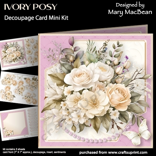 Ivory Posy - Decoupage Card Mini Kit