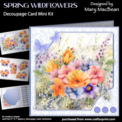Spring Wildflowers - Decoupage Card Mini Kit