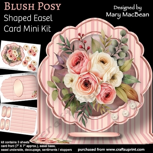 Blush Posy - Shaped Easel Card Mini Kit