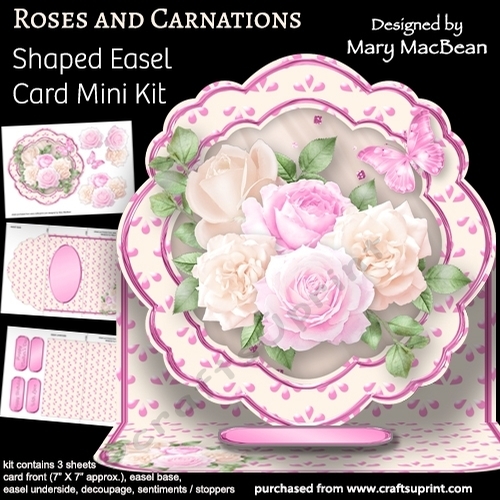 Roses and Carnations - Shaped Easel Card Mini Kit