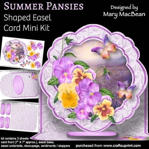 Summer Pansies - Shaped Easel Card Mini Kit