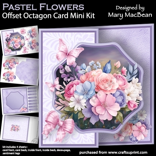 Pastel Flowers - Offset Octagon Card Mini Kit