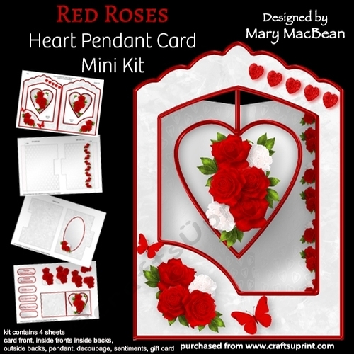 Red Roses - Heart Pendant Card Mini Kit