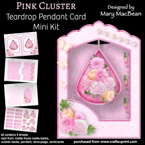 Pink Cluster - Teardrop Pendant Card Mini Kit