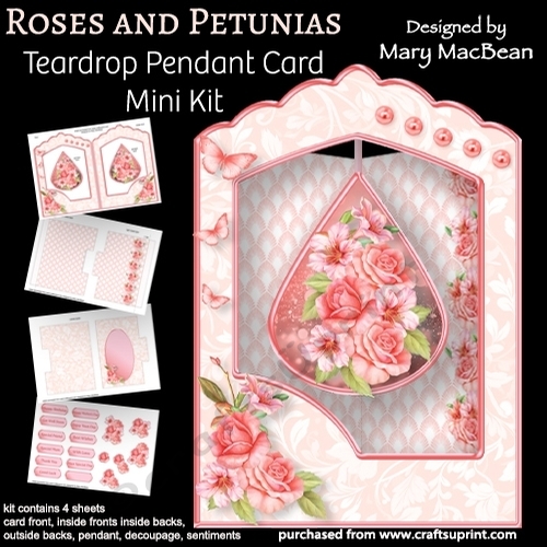 Roses and Petunias - Teardrop Pendant Card Mini Kit