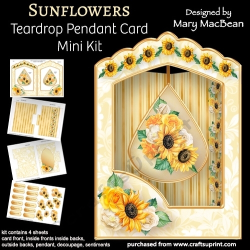 Sunflowers - Teardrop Pendant Card Mini Kit