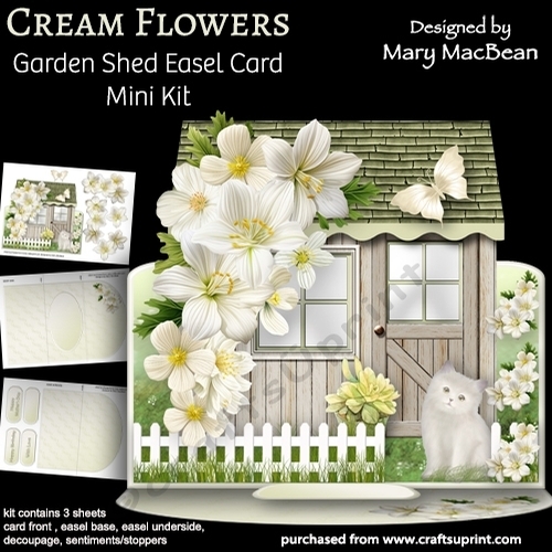 Cream Flowers - Garden Shed Easel Card Mini Kit