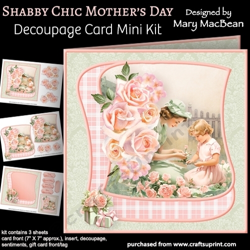 Shabby Chic Mothers Day - Decoupage Card Mini Kit