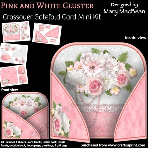 Pink and White Cluster - Crossover Gatefold Card Mini Kit