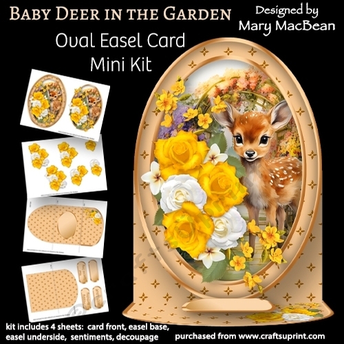Baby Deer in the Garden - Oval Easel Card Mini Kit