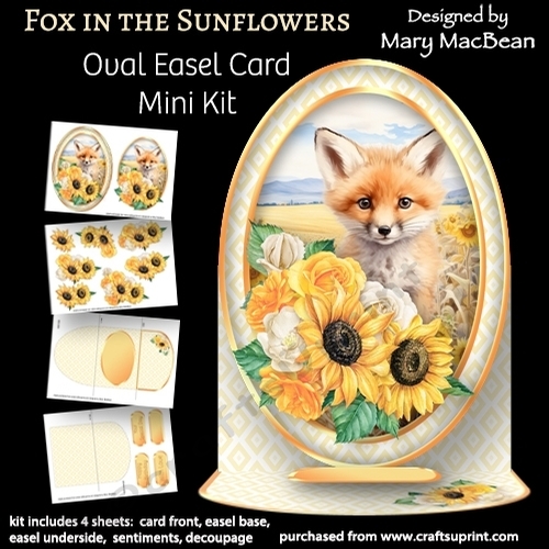 Fox in the Sunflowers - Oval Easel Card Mini Kit
