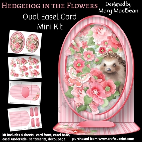Hedgehog in the Flowers - Oval Easel Card Mini Kit