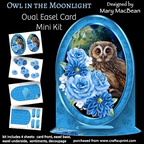 Owl in the Moonlight - Oval Easel Card Mini Kit