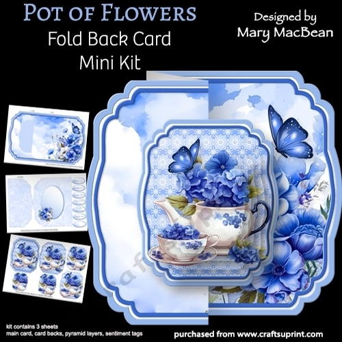 Pot of Flowers - Fold Back Card Mini Kit