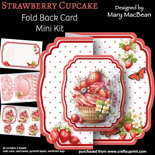 Strawberry Cupcake - Fold Back Card Mini Kit