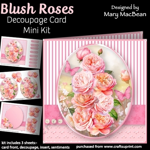 Blush Roses - Decoupage Card Mini Kit