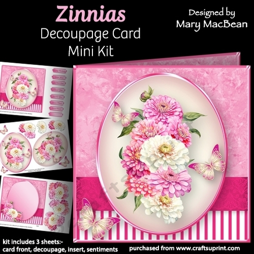 Zinnias - Decoupage Card Mini Kit