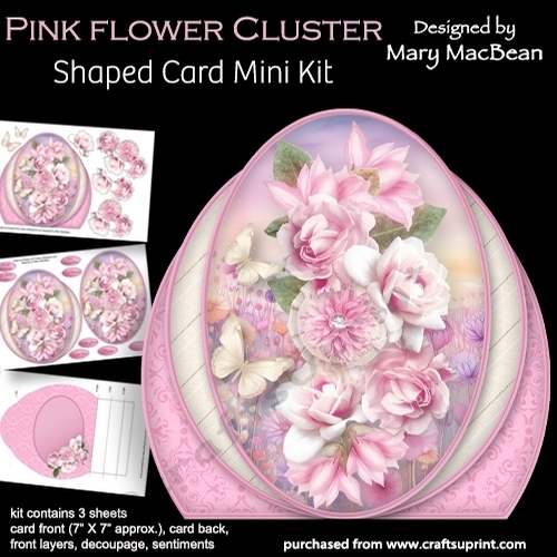 Pink Flower Cluster - Shaped Card Mini Kit