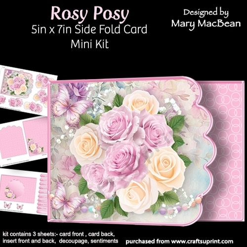 Rosy Posy - 5 x 7 Side Fold Card Mini Kit