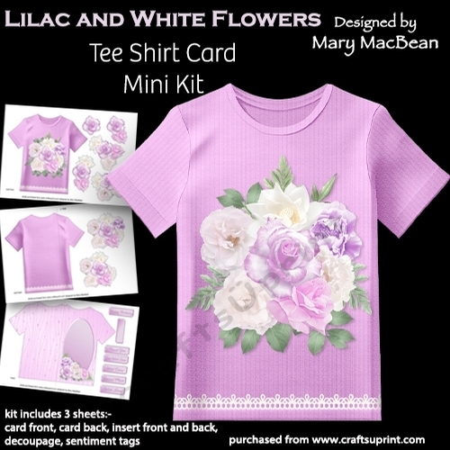Lilac and White Flowers - Tee Shirt Card Mini Kit