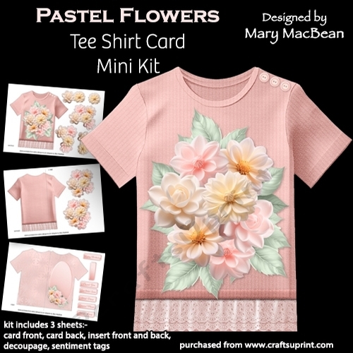 Pastel Flowers - Tee Shirt Card Mini Kit