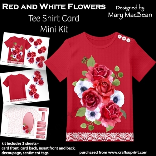 Red and White Flowers - Tee Shirt Card Mini Kit