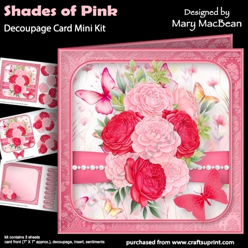 Shades of Pink - Decoupage Card Mini Kit