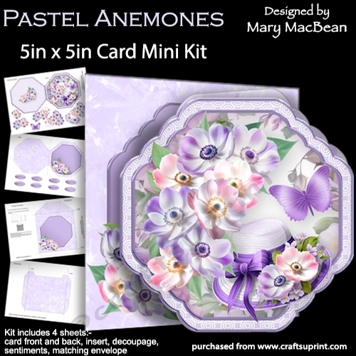 Pastel Anemones - 5in x 5in Card Mini Kit