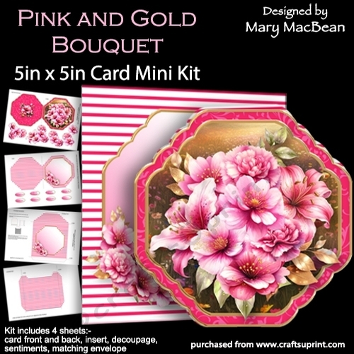 Pink and Gold Bouquet - 5in x 5in Card Mini Kit