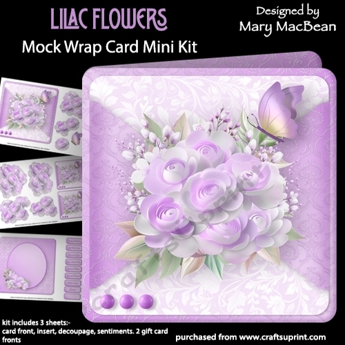 Lilac Flowers - Mock Wrap Card Mini Kit