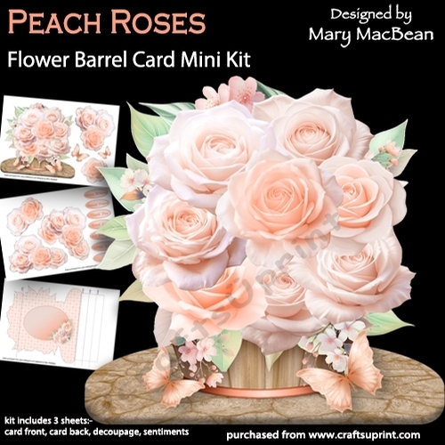Peach Roses - Flower Barrel Card Mini Kit
