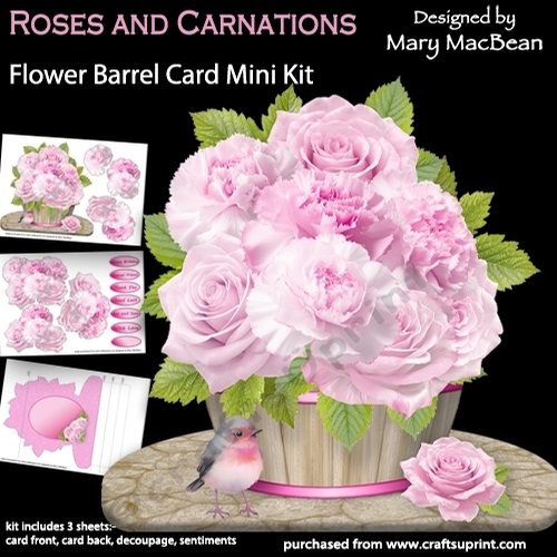 Roses and Carnations - Flower Barrel Card Mini Kit