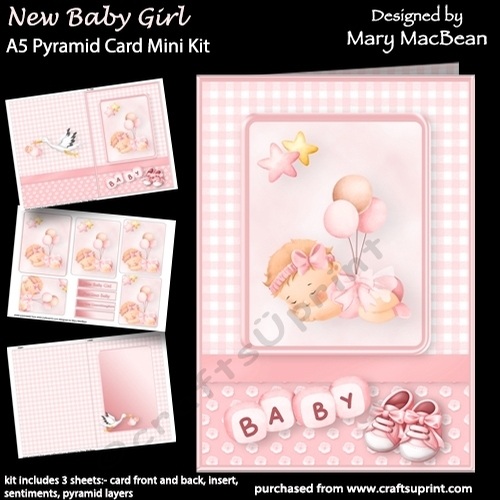 New Baby Girl - A5 Pyramid Card Mini Kit