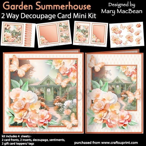 Garden Summerhouse - 2 Way Decoupage Card Mini Kit