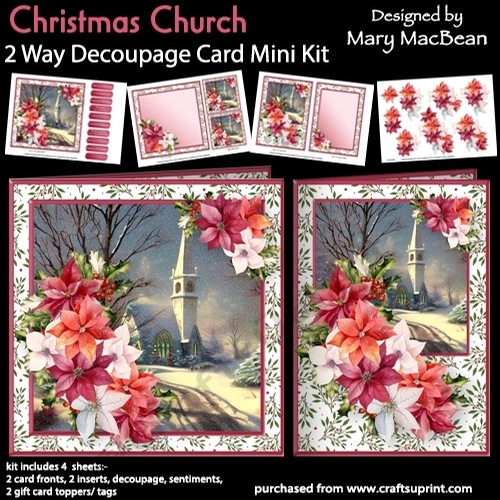 Christmas Church - 2 Way Decoupage Card Mini Kit