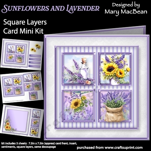 Sunflowers and Lavender - Square Layers Card Mini Kit