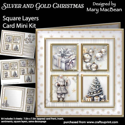 Silver and Gold Christmas - Square Layers Card Mini Kit