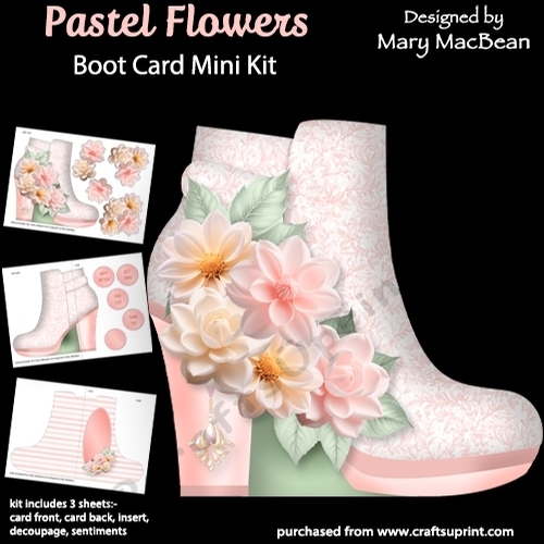 Pastel Flowers - Boot Shaped Card Mini Kit