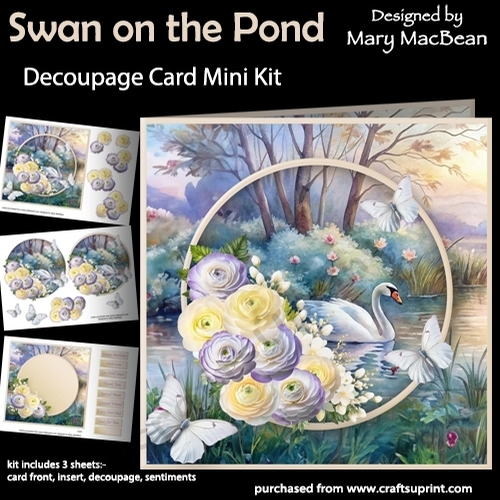 Swan on the Pond - Decoupage Card Mini Kit