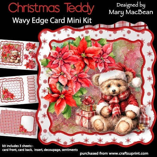 Christmas Teddy - Wavy Edge Card Mini Kit
