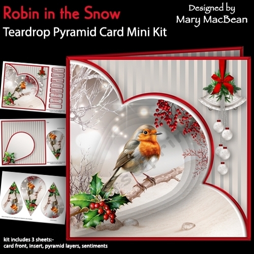 Robin in the Snow - Teardrop Pyramid Card Mini Kit