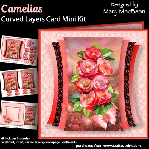 Camelias - Curved Layers Card Mini Kit