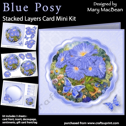 Blue Posy - Stacked Layers Card Mini Kit