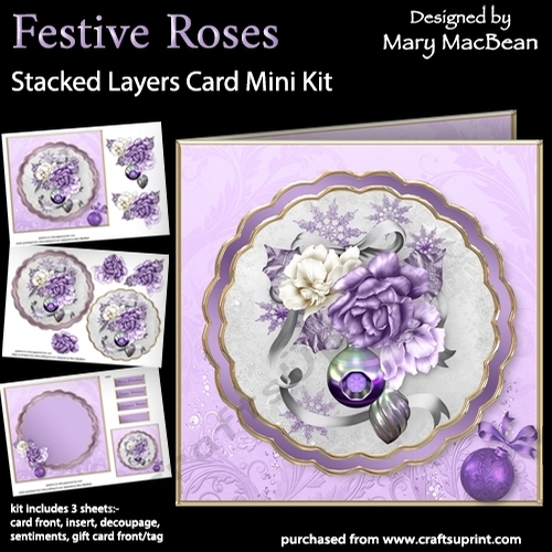 Festive Roses - Stacked Layers Card Mini Kit