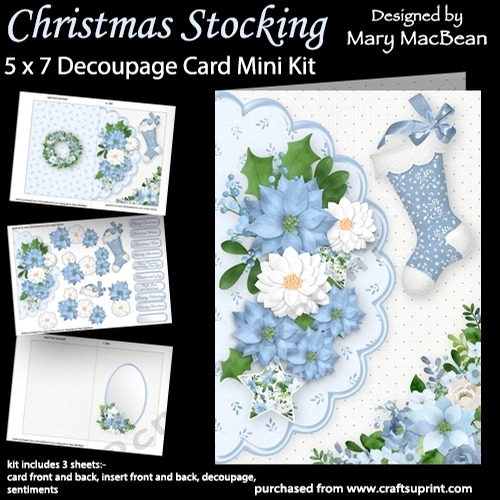 Christmas Stocking - 5 x 7 Decoupage Card Mini Kit