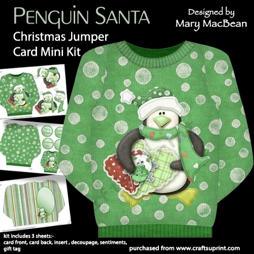 Penguin Santa - Christmas Jumper Card Mini Kit