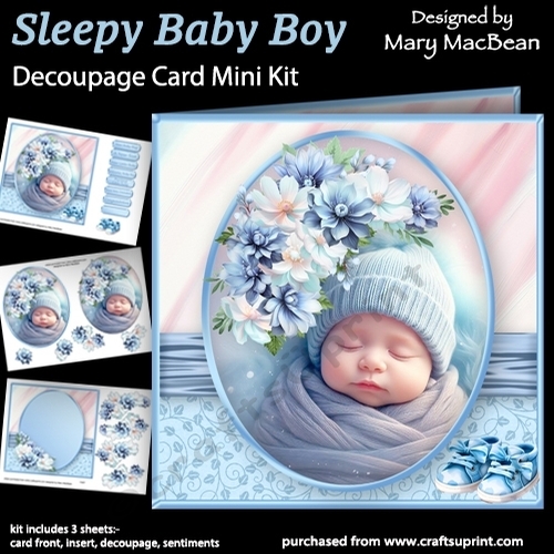 Sleepy Baby Boy - Decoupage Card Mini Kit