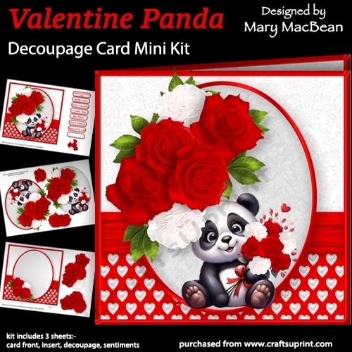 Valentine Panda - Decoupage Card Mini Kit